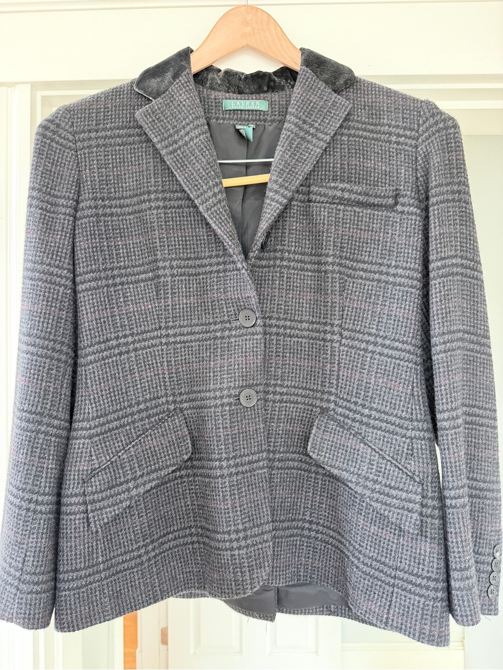 Ralph Lauren Gray Plaid Wool-Blend Women's Blazer